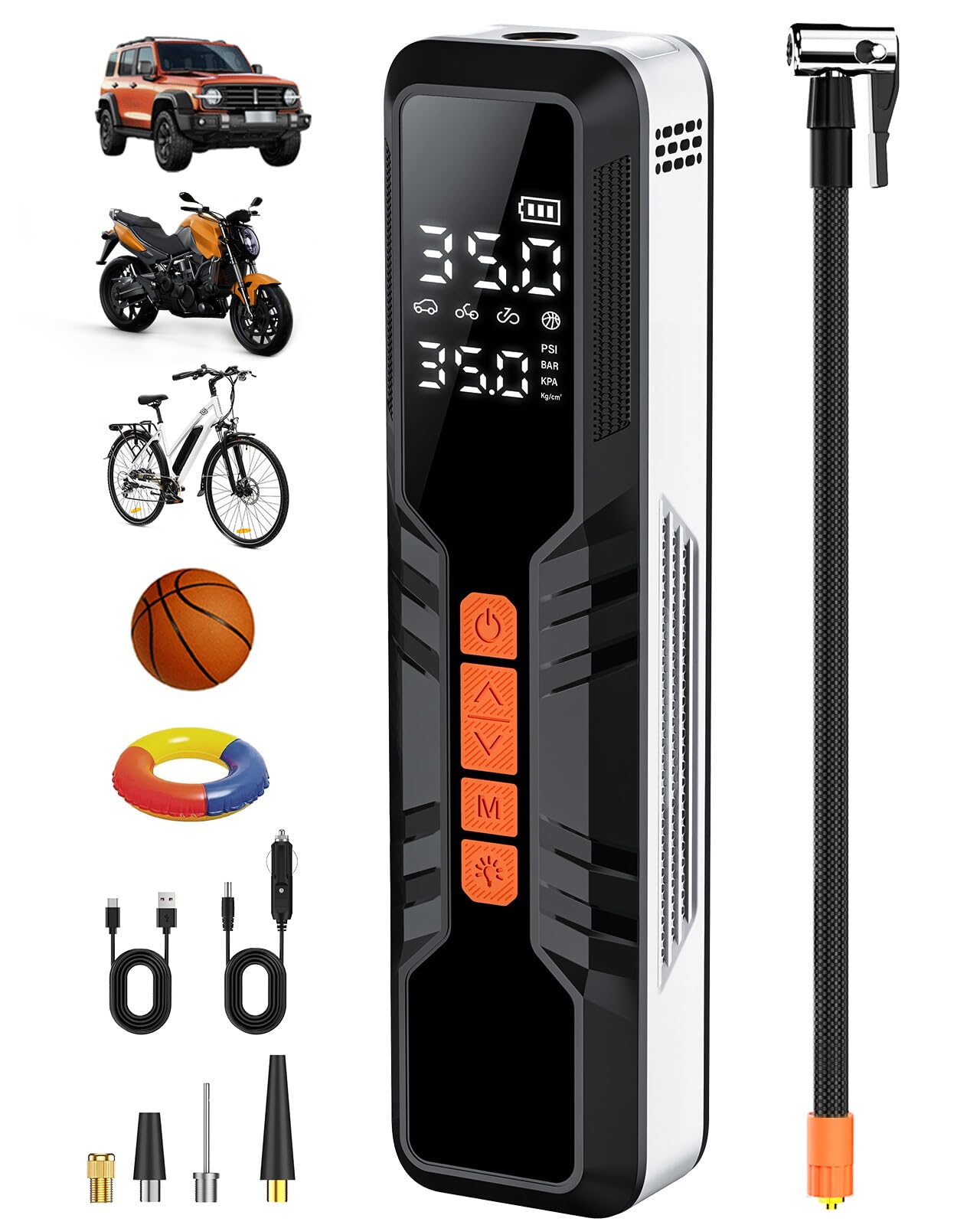 Tire Inflator Portable Air Compressor - 4X Air Pump For Car Tires, 150Psi&10000Mah Portable Tire Inflator For Car, 12Dc Air Pump